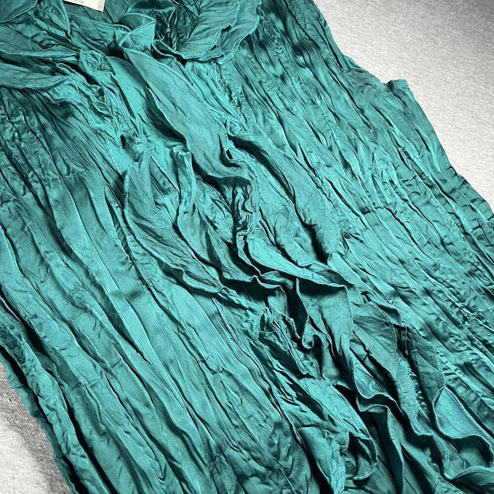 NWT Le Caviar Women's Large Sleeveless Ruffled Blouse Top Large “Peacock Teal” - Picture 4 of 9